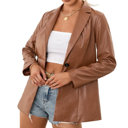 Blazer simili cuir camel